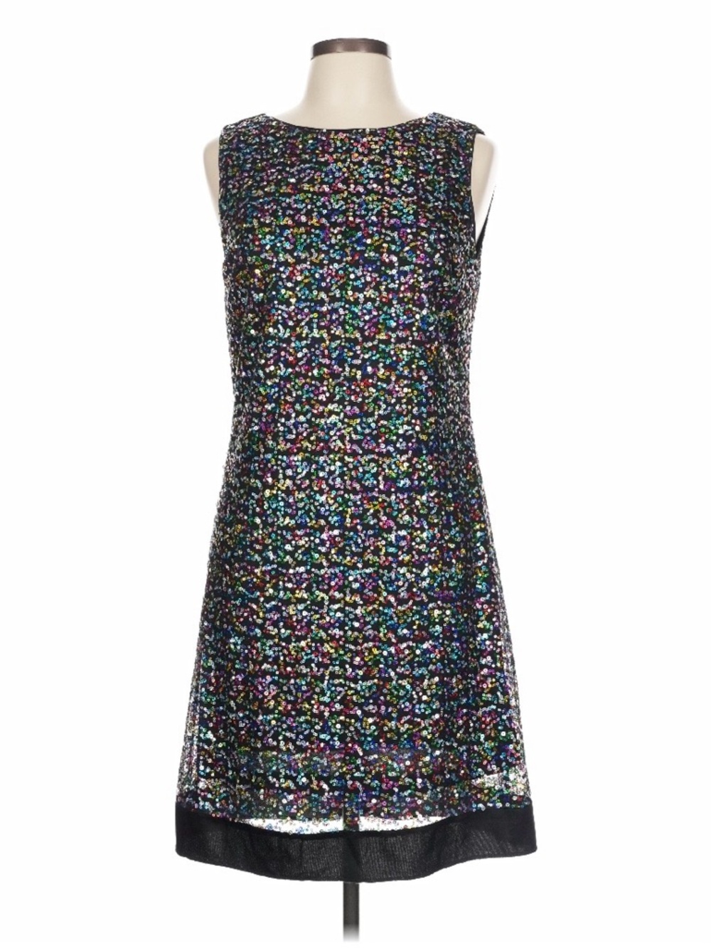 Betsey Johnson Black Multicolor Sequin Deep V Dress